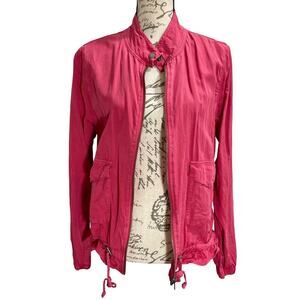 Sanctuary Drawstring Zipper Jacket Garnet Rose Lightweight Casual Size Medium